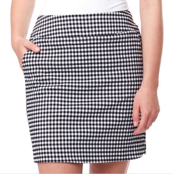 ❤S.C.& Co. Pull On Skort Black And White Gingham Print Stretch Skirt Women's NWT - Picture 12 of 12
